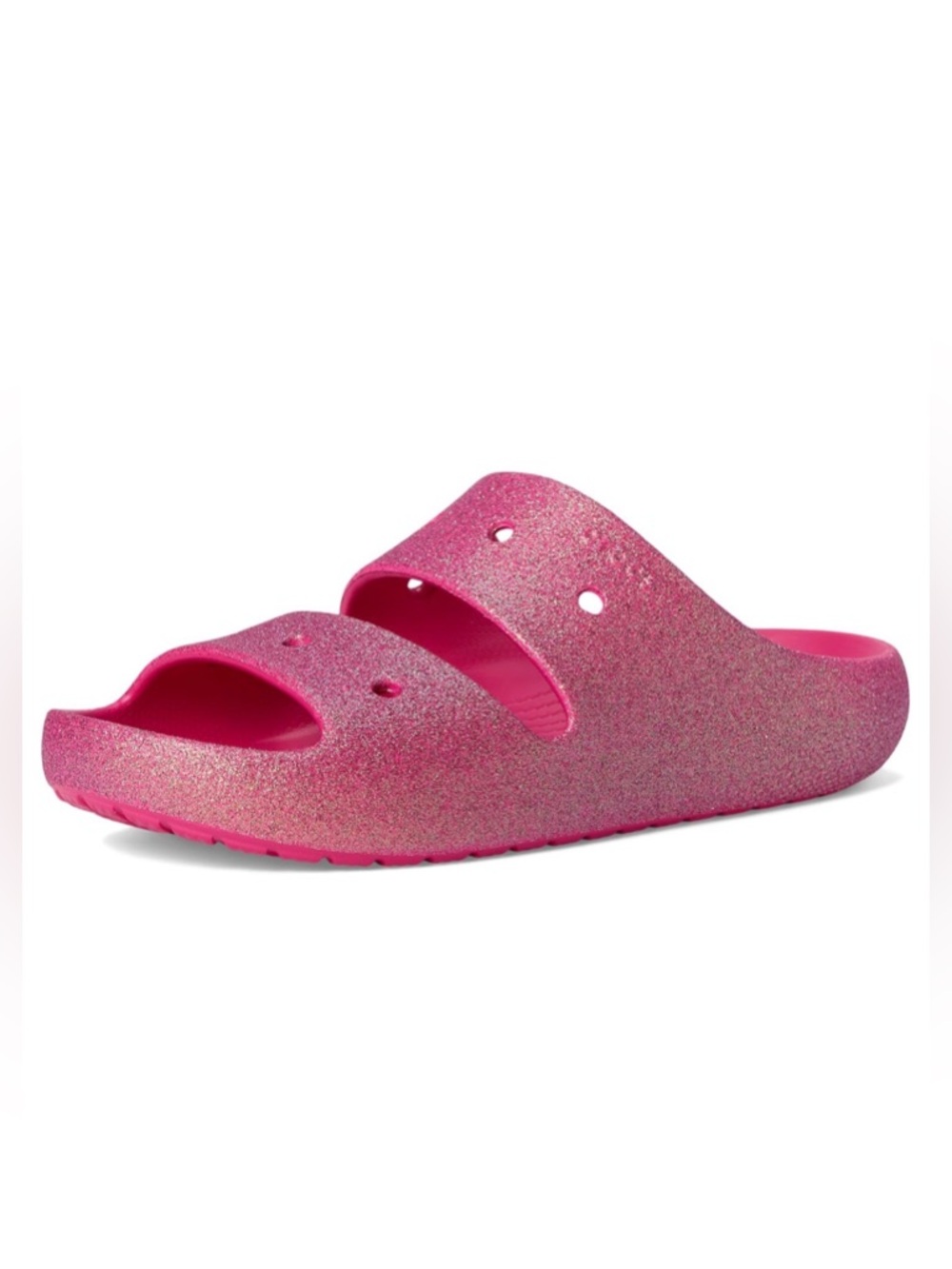 Crocs Classic Iridescent Glitter Unisex Hot Pink Slides Size W 7 NWT - Picture 2 of 11